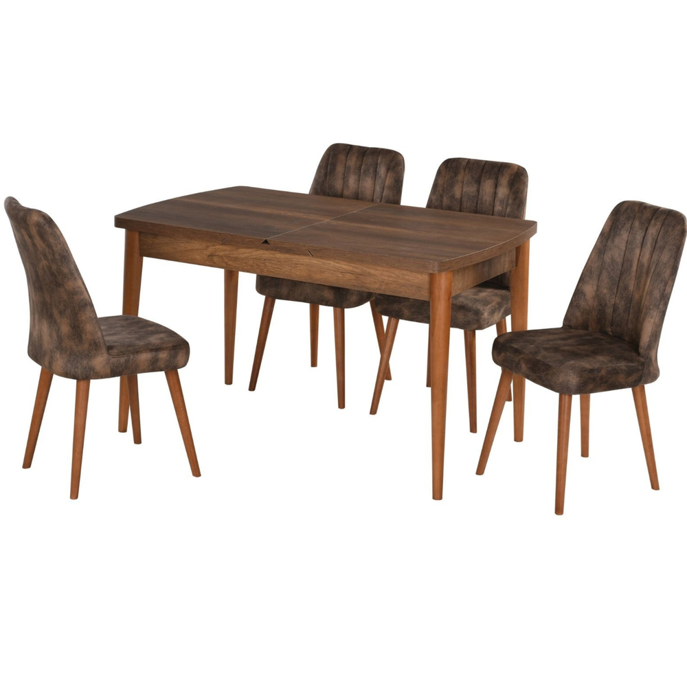 75*130 MDF KELEBEK MASA +4 EGE SANDALYE MASA TAKIMI