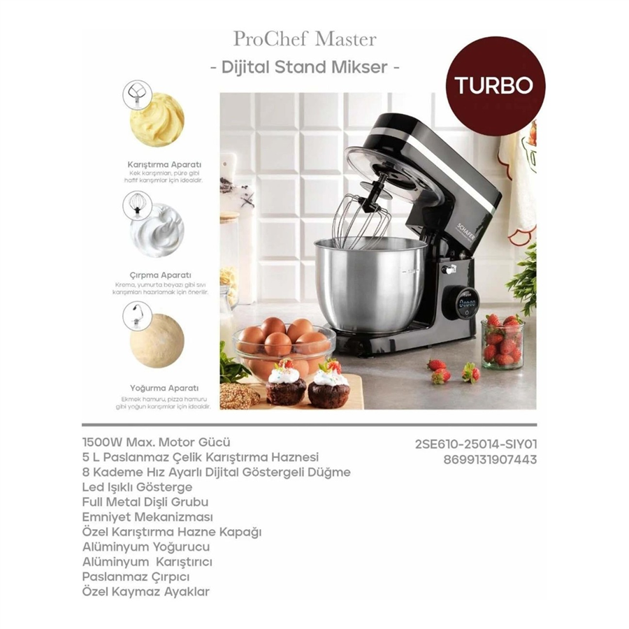 SCHAFER PROCHEF MASTER DİJİTAL STAND MİKSER - SİYAH