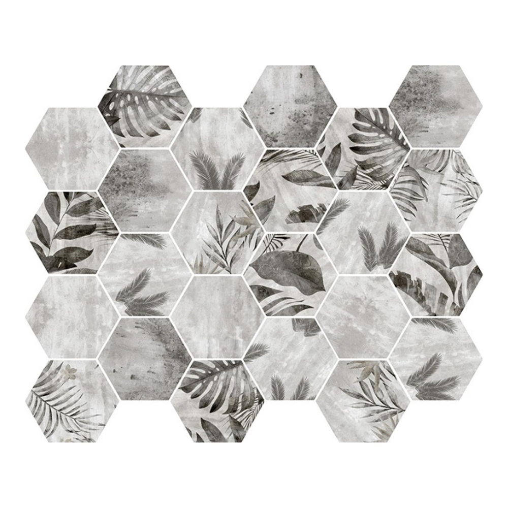 Betsan Hexa Mega Botanica Grey 77x88 mm Dekor Mozaik