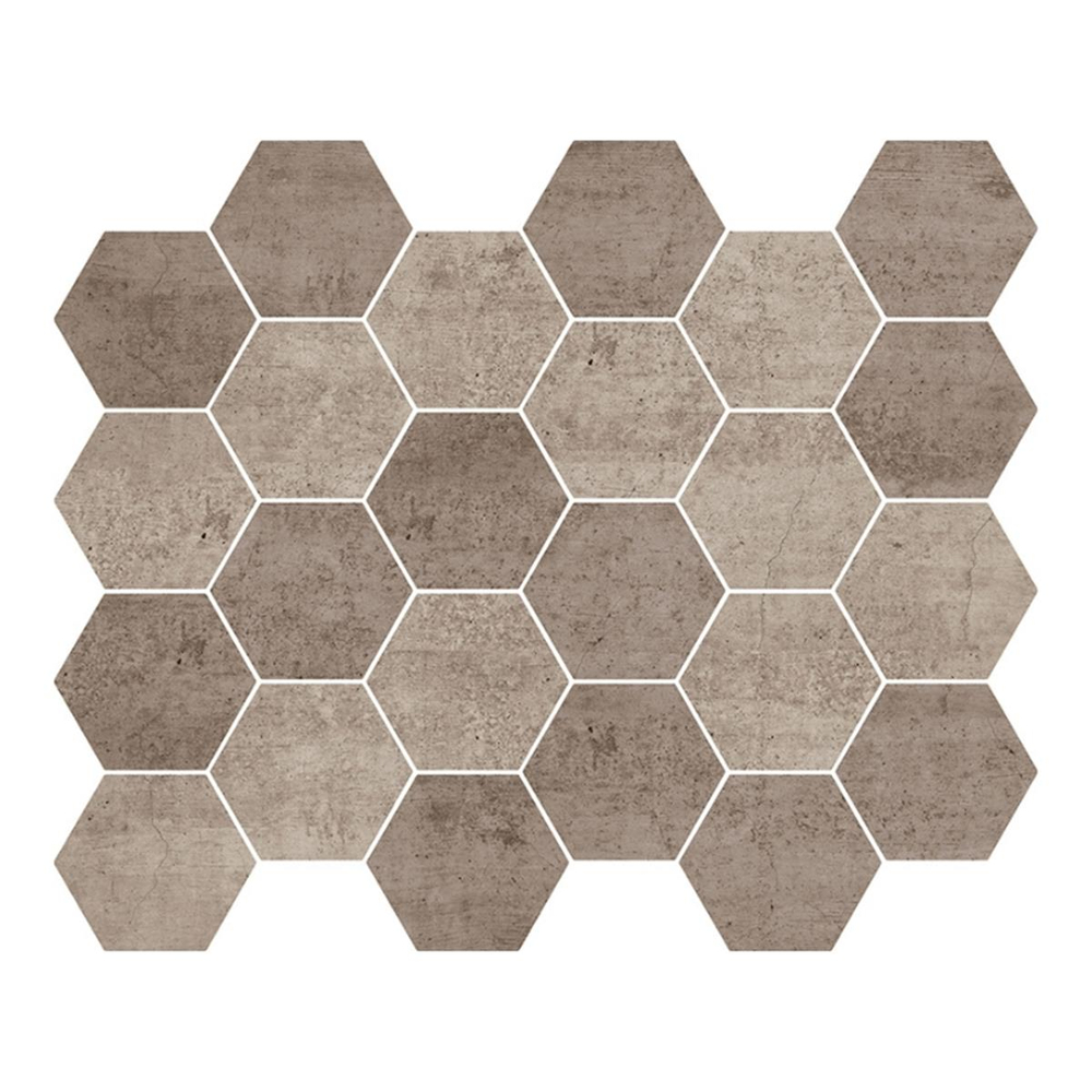 Betsan Hexa Mega Concrete Taupe Blend Dark 77x88 mm Dekor Mozaik
