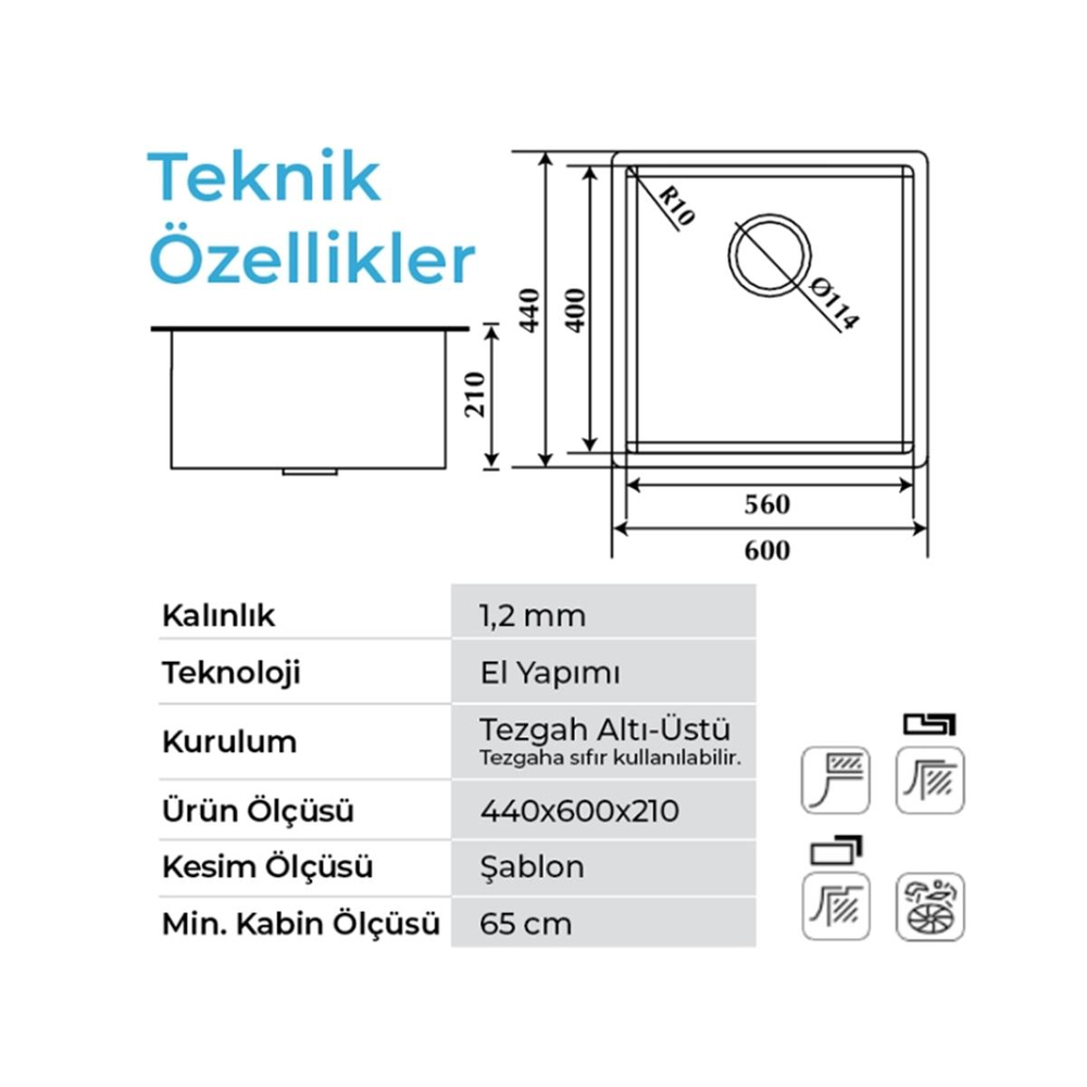 Crauf Stella 4460 PVD Bakır Evye