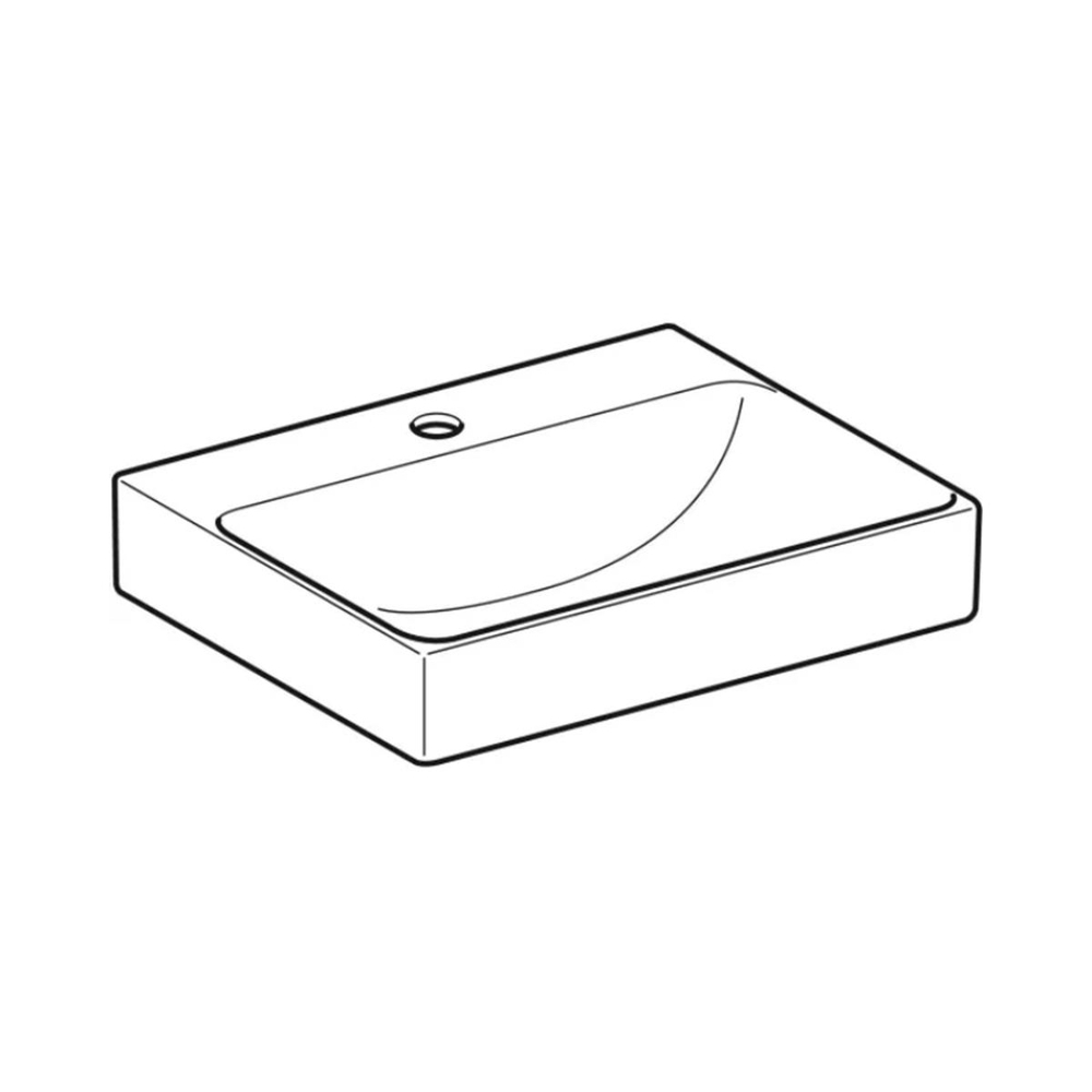 Geberit ONE Çanak Lavabo, Dikey Çıkışlı, 50x40 cm, Batarya Delikli, KeraTect®