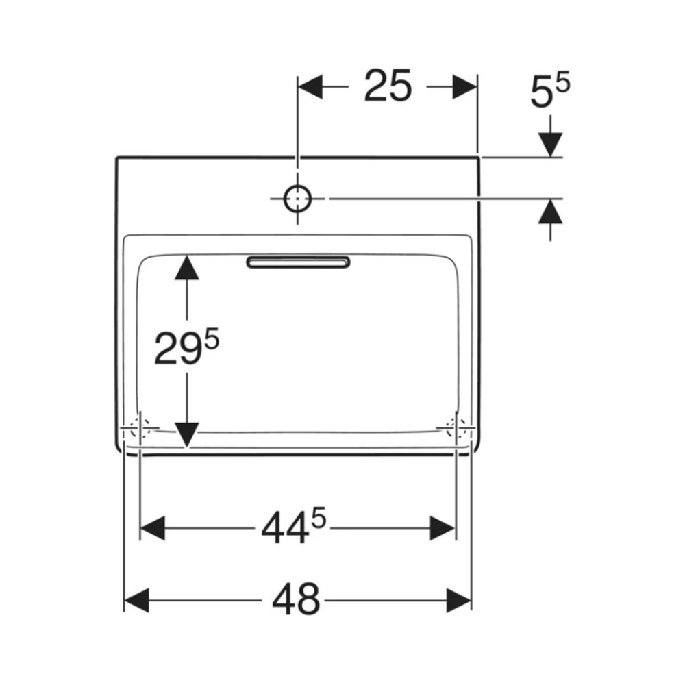 Geberit ONE Çanak Lavabo, CleanDrain, 50x40 cm, Batarya Delikli, KeraTect®