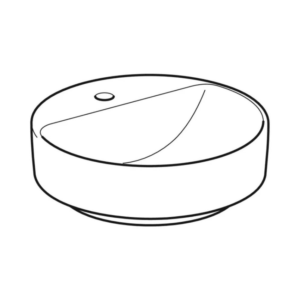 Geberit VariForm Çanak Lavabo, Yuvarlak ve Batarya Banklı, Taşma Deliksiz, D45 cm