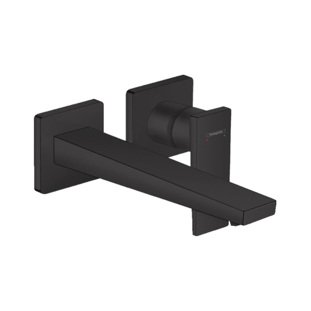 Hansgrohe Metropol Tek kollu lavabo Bataryası çubuk volan, Ankastre Duvara Monte, 22.5 cm gaga ile Satin Siyah