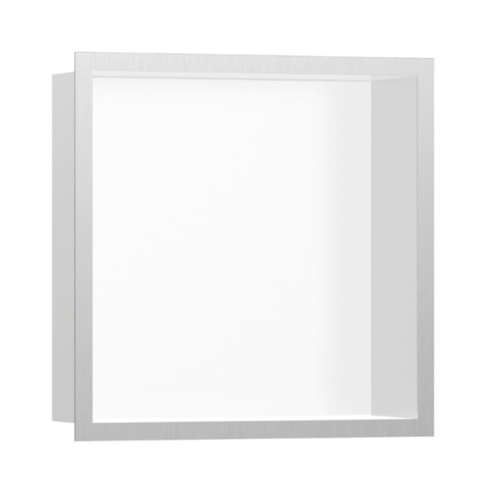 Hansgrohe XtraStoris Individual Duvar nişi Satin Beyaz tasarım çerçeveli 300/300/100 Mat Paslanmaz Çelik
