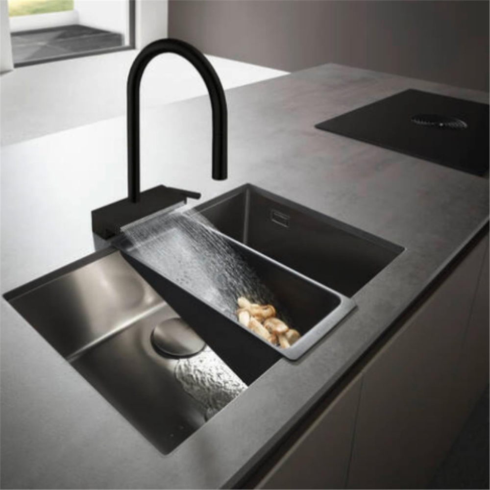 Hansgrohe Aquno Select M81 Tek kollu eviye Bataryası 170, çekilebilir el Duşu, 3jet, sBox Satin Siyah