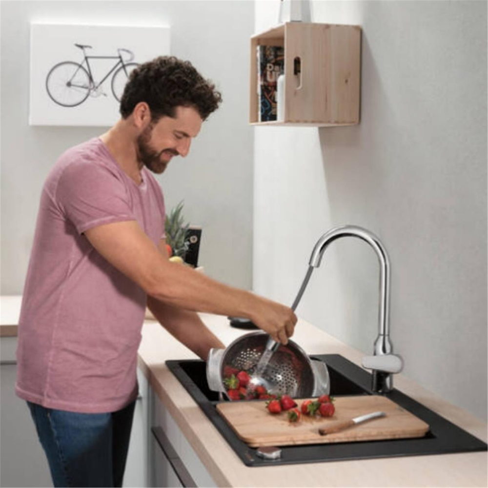 Hansgrohe S510-F770 SilicaTec Ankastre Granit Eviye 370/370 Grafit Siyahı