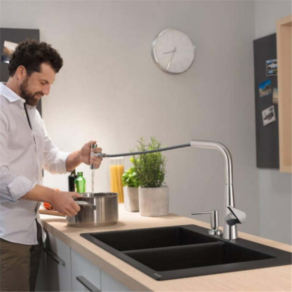 Hansgrohe S510-F770 SilicaTec Ankastre Granit Eviye 370/370 Taş Grisi