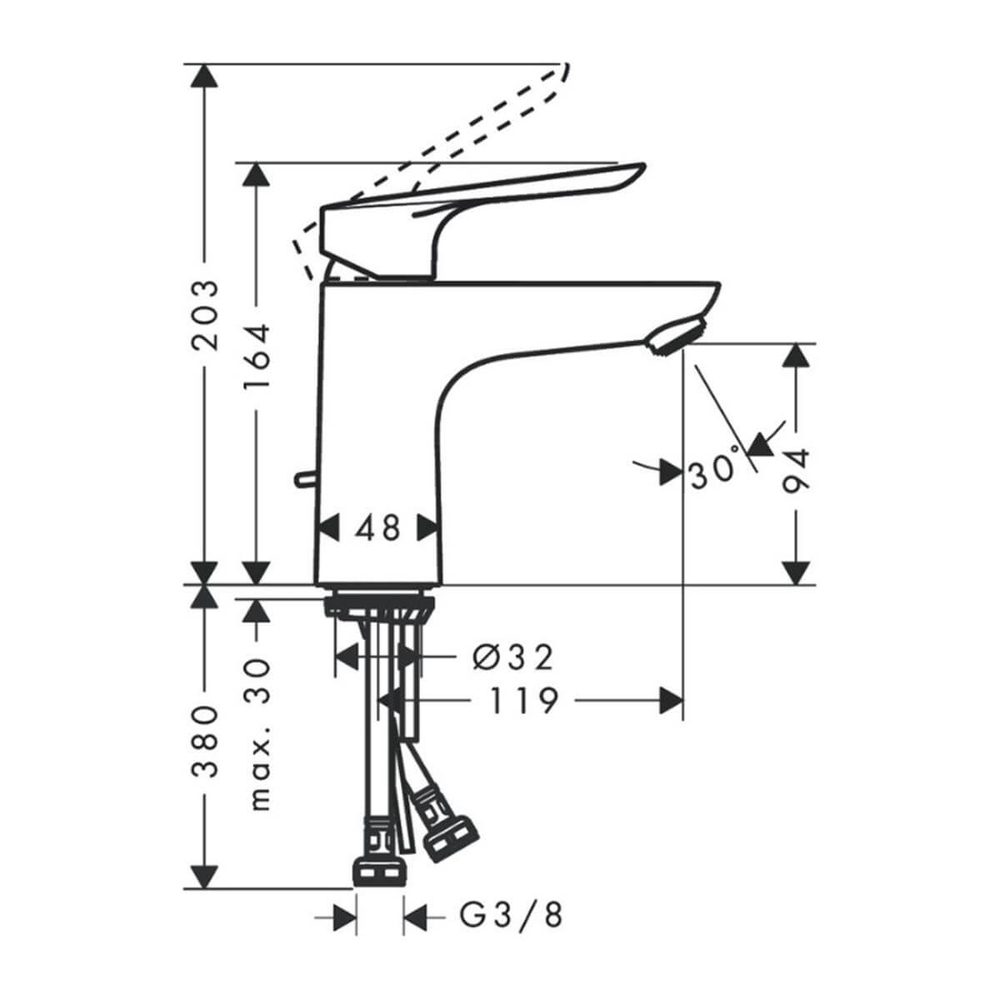 Hansgrohe Logis E Tek Kollu Lavabo Bataryası 100 Kumandalı Krom