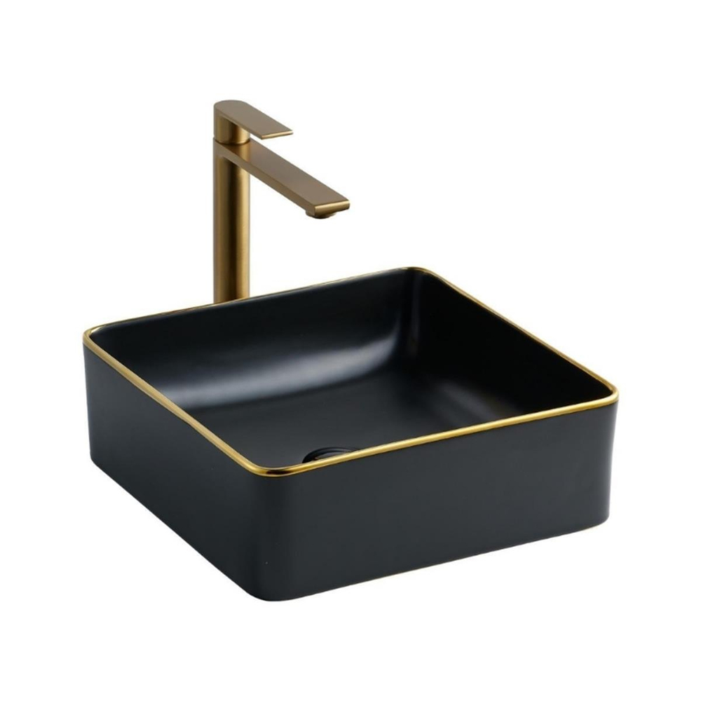 Lena E-4070S Tezgah Üstü Porselen Lavabo Siyah