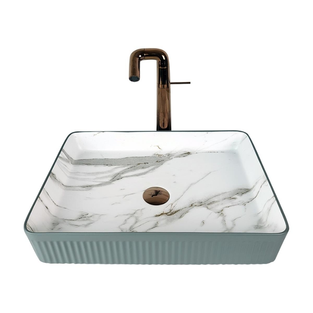 Pure Concept Marmo 50 cm Mat Gri Calacatta Tezgah Üstü Çanak Lavabo