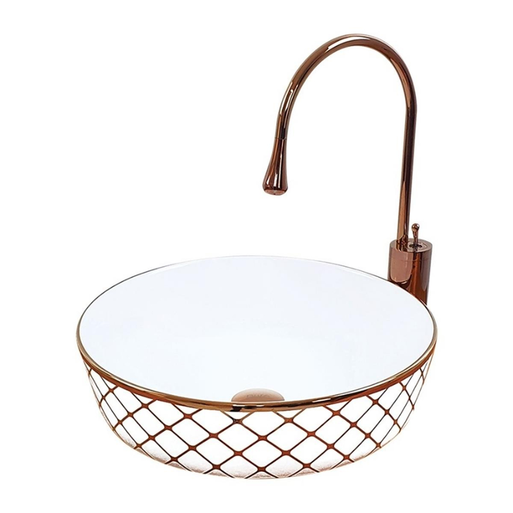 Pure Concept Geometrik Beyaz Bronz Çanak Lavabo