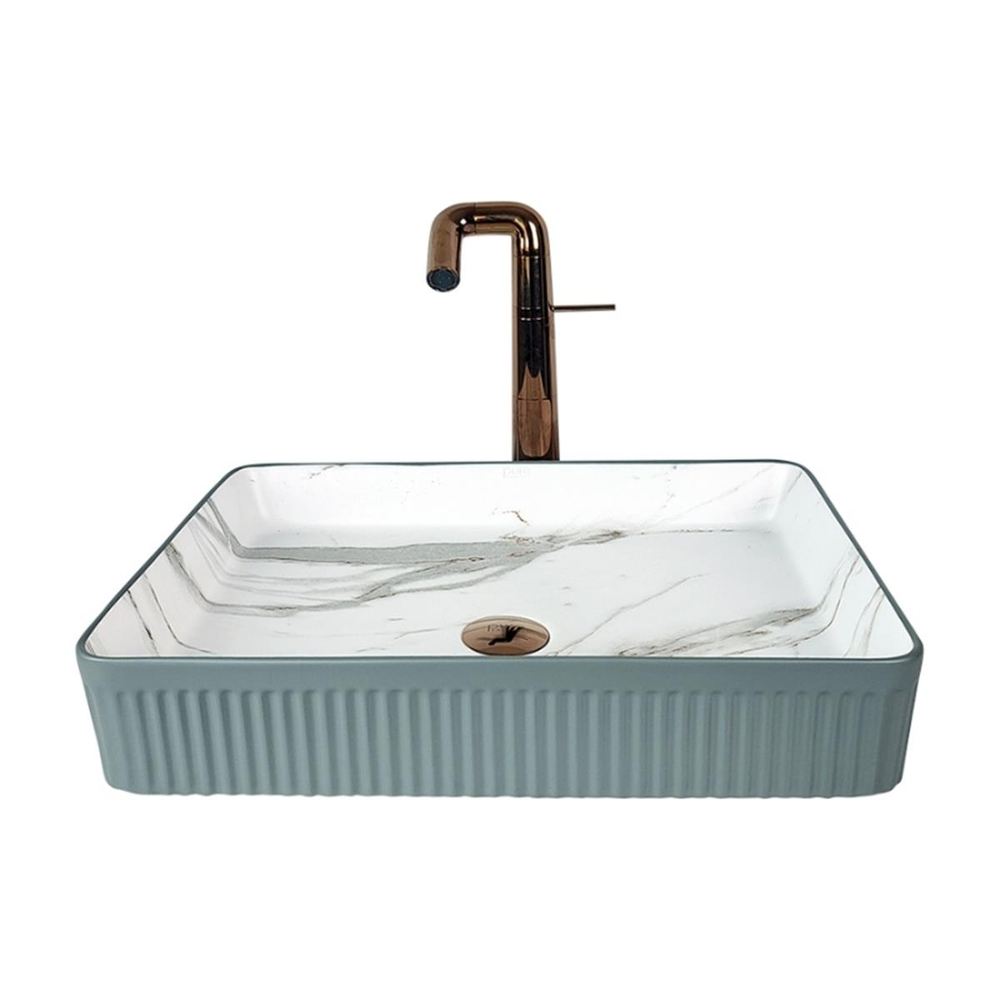 Pure Concept Marmo 50 cm Mat Gri Calacatta Tezgah Üstü Çanak Lavabo