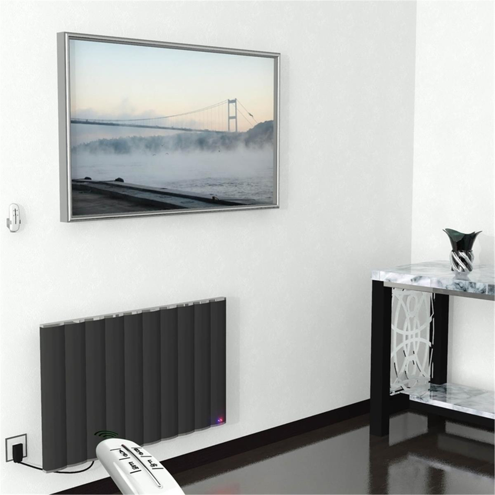 Elektrikli Alüminyum Radyatör 1000 Watt 600x1000 Antrasit Uzaktan Kumandalı