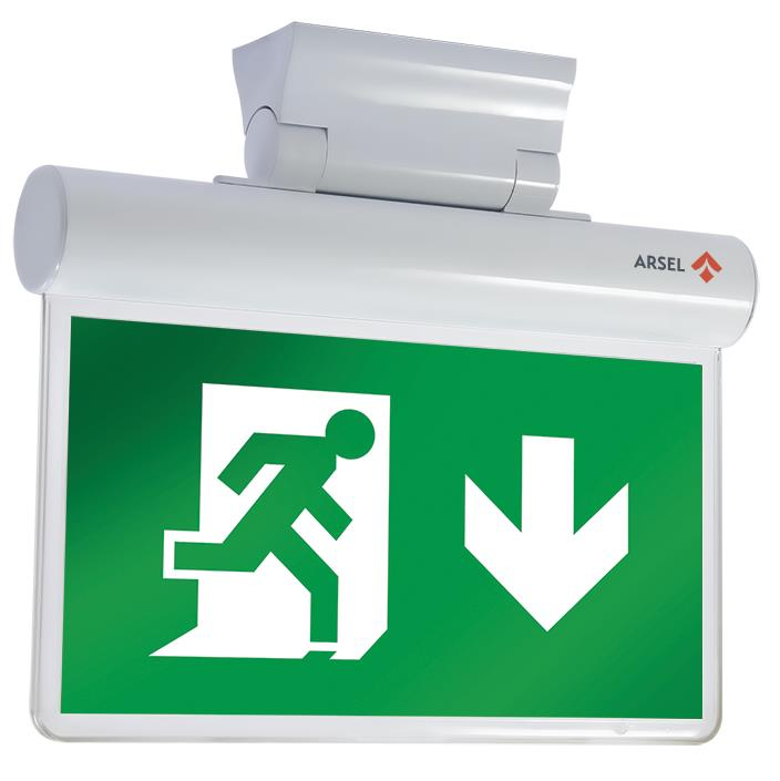 ArselArsel A20104-A201-30223E SFS30-3-L Acil Çıkış Yönlendirme Armatürü Sürekli ve Kesintide 180 Dak. Yanan 10xF LEDSFS30-3-L