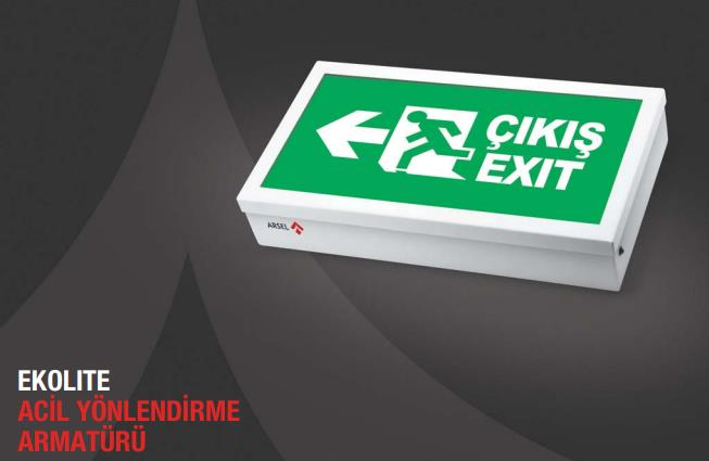 ArselArsel Ekolite AE-6113-L Acil Çıkış Yönlendirme Armatürü Kesintide 180 Dak. Yanan 20xF LEDAE-6113-L
