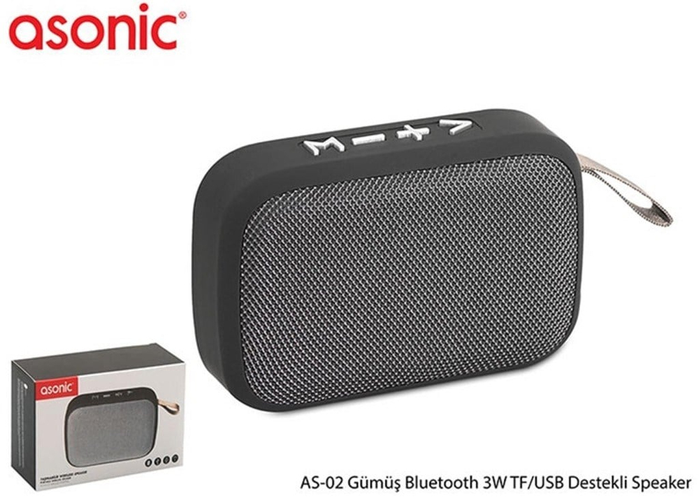 ASONİCAsonic AS-02 Gümüş Bluetooth 3W TF-USB Destekli Speaker8680096087318