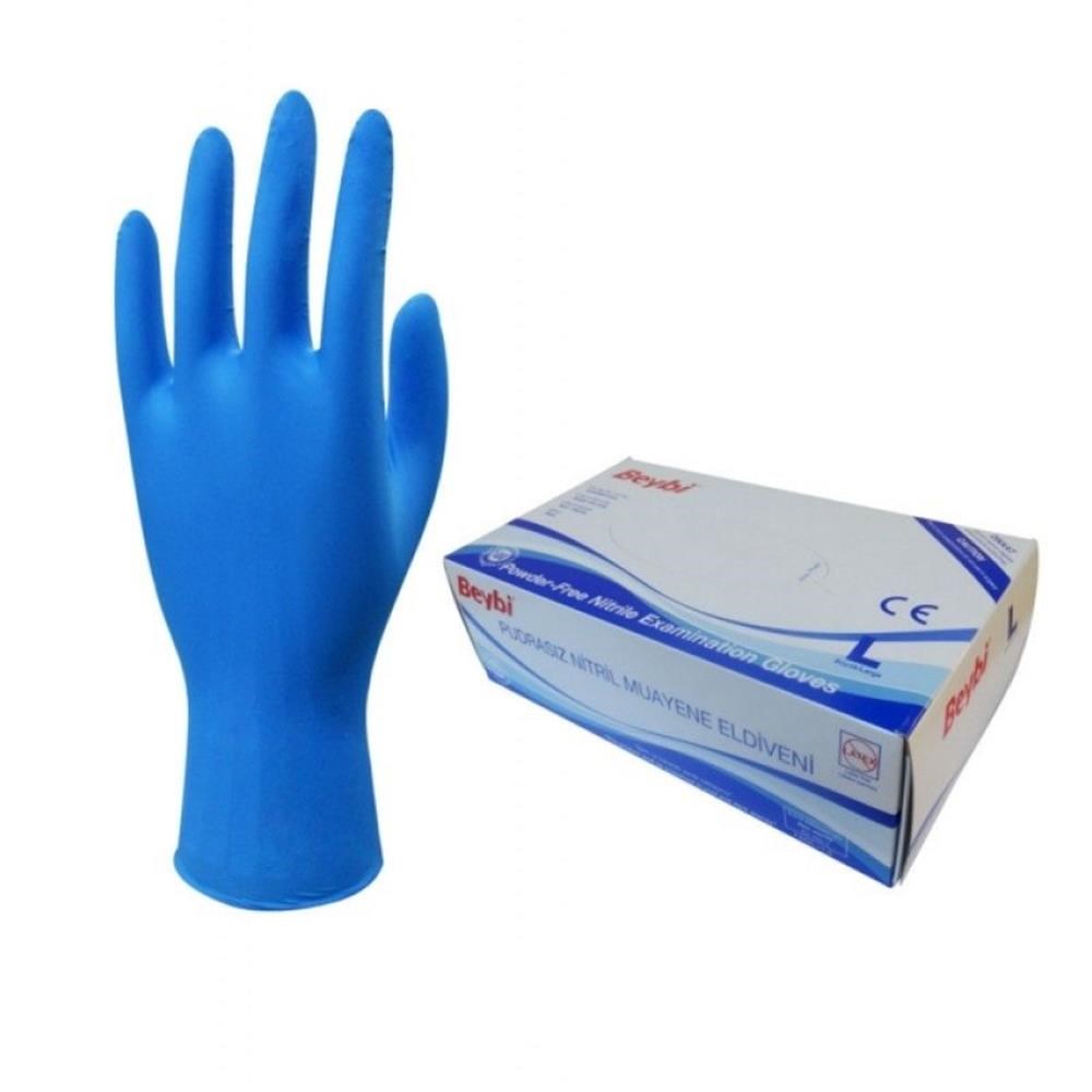 BEYBİBeybi Pudrasız Nitril Mavi (L) Large Beden Muayene Eldiven 100lü Paket8690648408027