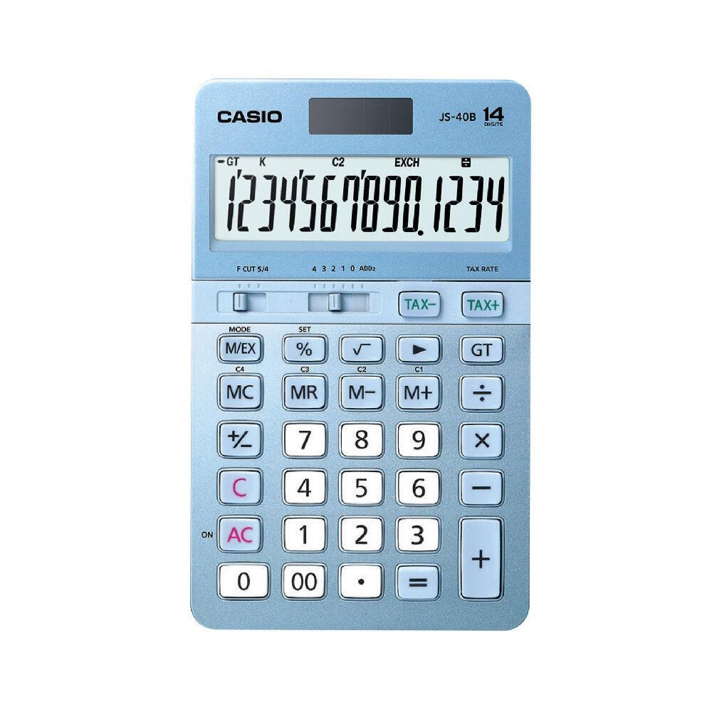 CasioCasio JS-40B-BU Mavi Profesyonel 14 Hane Masa Üstü Hesap Makinesi4549526611605