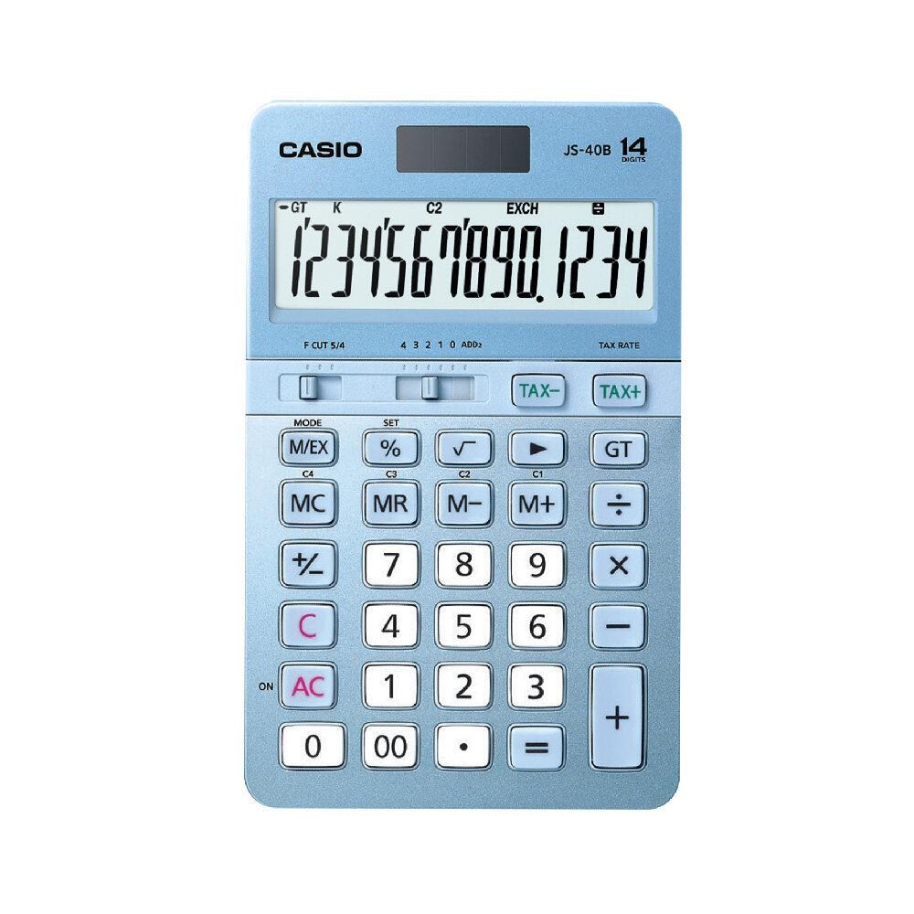 CasioCasio JS-40B-BU Mavi Profesyonel 14 Hane Masa Üstü Hesap Makinesi4549526611605