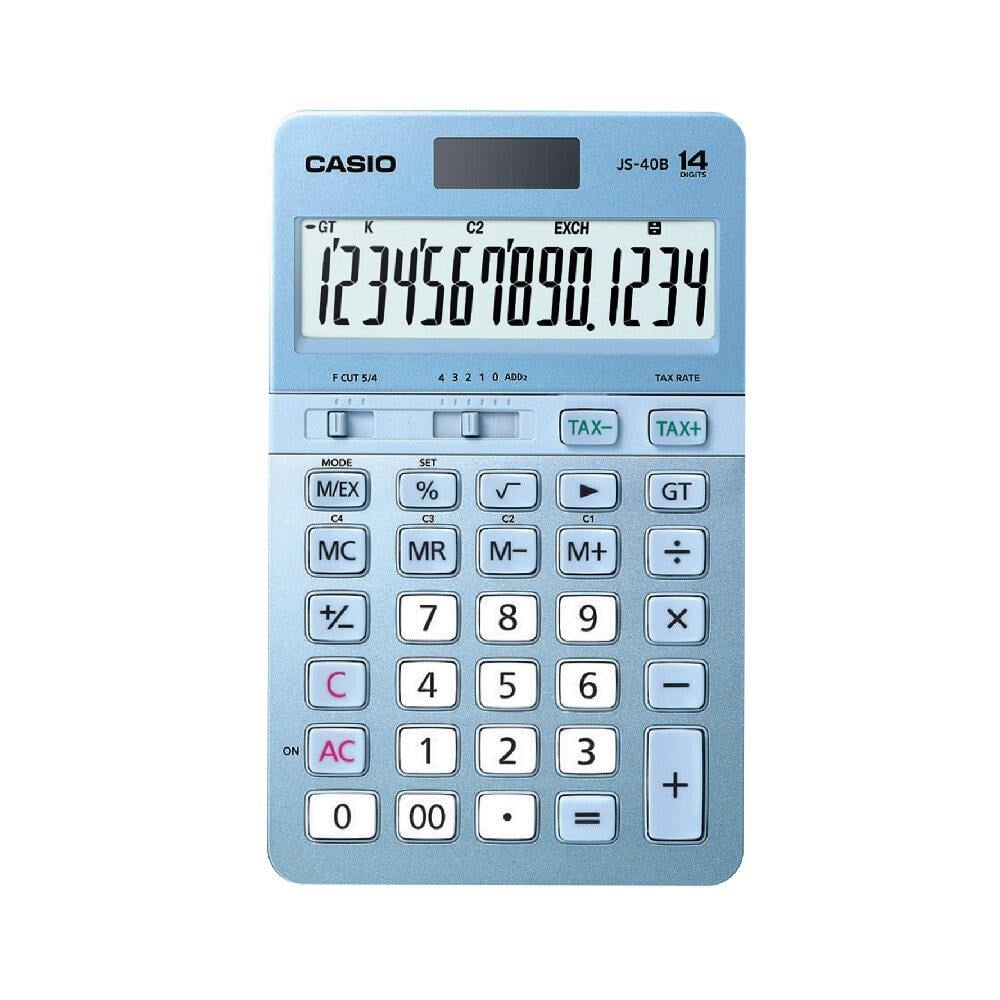 CasioCasio JS-40B-BU Mavi Profesyonel 14 Hane Masa Üstü Hesap Makinesi4549526611605