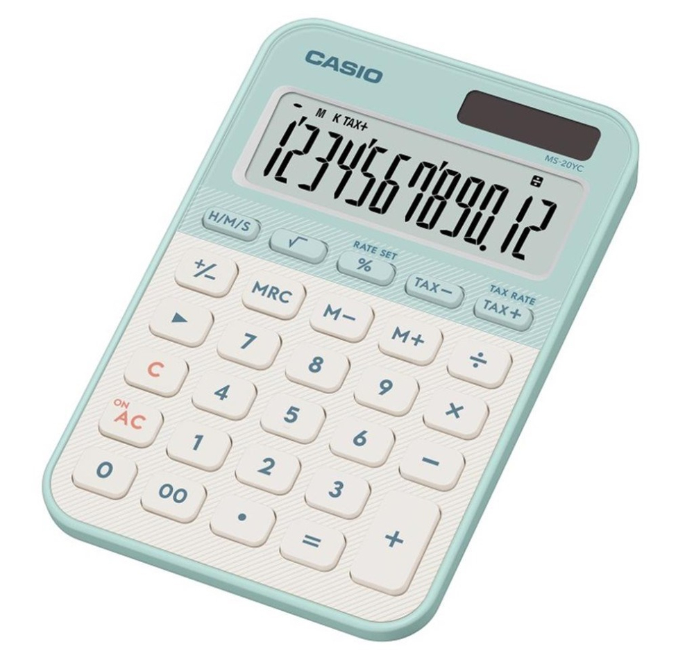 CasioCasio MS-20YC-LG 12 Hane Pastel Yeşil Beyaz Masa Üstü Hesap Makinesi4549526621185