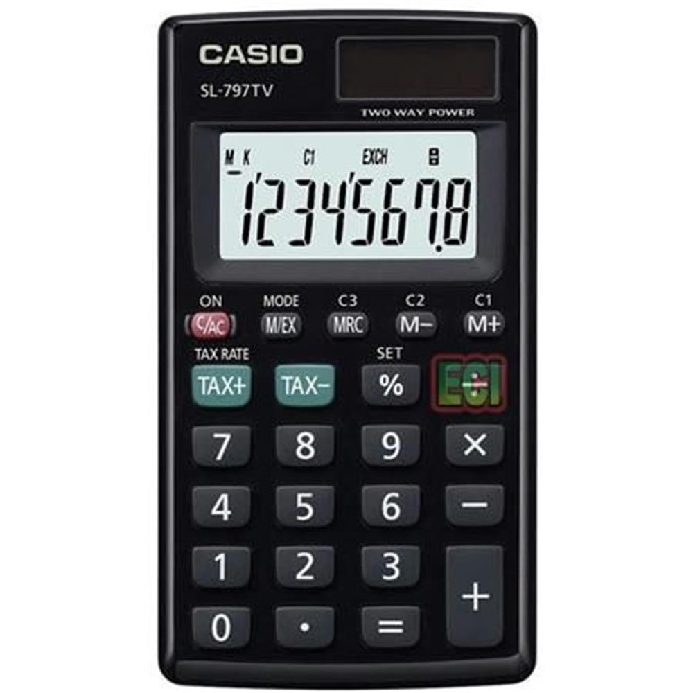 CasioCasio SL-797TV-BK 8 Hane Siyah Cep Tipi Hesap Makinesi4971850176053