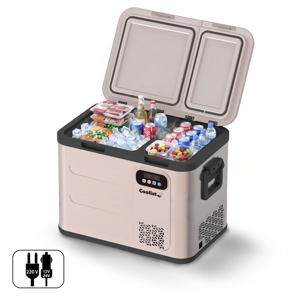 CoolistCoolist CLK50D 12/24V/220Volt 49 Litre Çift Bölmeli Outdoor Kompresörlü Bluetooth Bağlantılı Oto BuzdolabıCLK50D