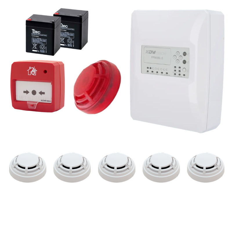 DMTechDMTech FP9000L-2-5 Konvansiyonel Sistem Yangın Alarm Seti 5 LiFP9000L-2-5