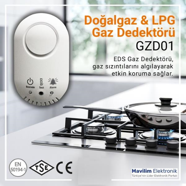 EDSEDS GZD01 Dogalgaz ve LPG Gaz Dedektörü (12V) İgdaş ve Gazmer OnaylıGZD01