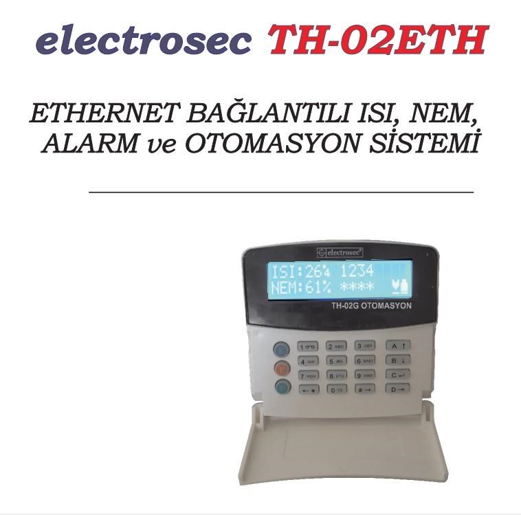 ElectrosecElectrosec TH-02ETH Isı ve Nem Takip Otomasyon Sistemi Ethernet TCP/IP Protokol +1 Prob +16V AdaptörTH-02ETH