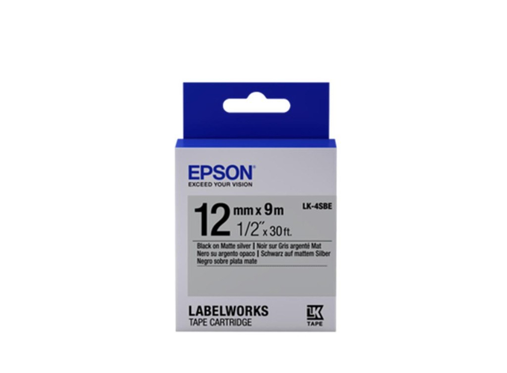 EpsonEpson LK-4SBE Gümüş Üzeri Siyah 12mm 9Metre Etiket8715946611327