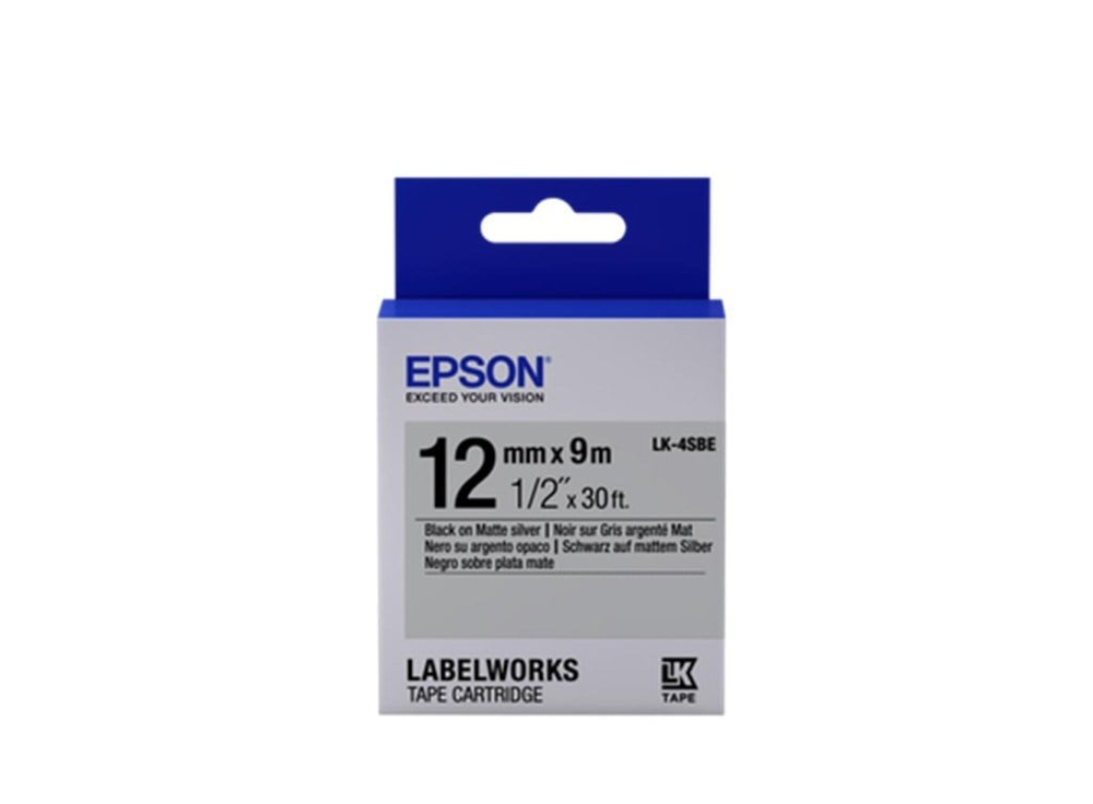 EpsonEpson LK-4SBE Gümüş Üzeri Siyah 12mm 9Metre Etiket8715946611327