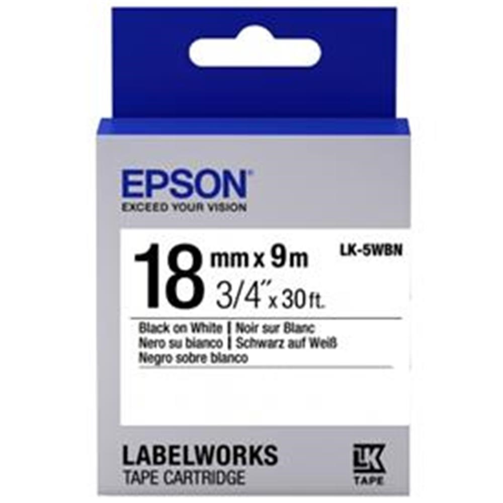 EpsonEpson LK-5WBN Standart Beyaz Üzeri Siyah 18mm 9Metre Etiket8715946611501