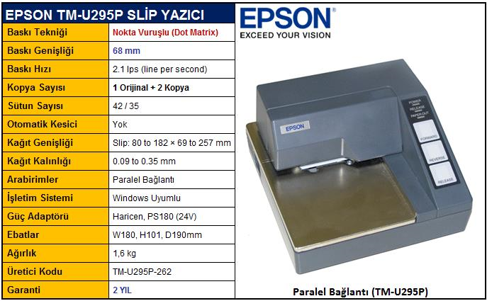 EpsonEpson TM-U295 (292) Nokta Vuruşlu Fiş YazıcıME-TM-U295S
