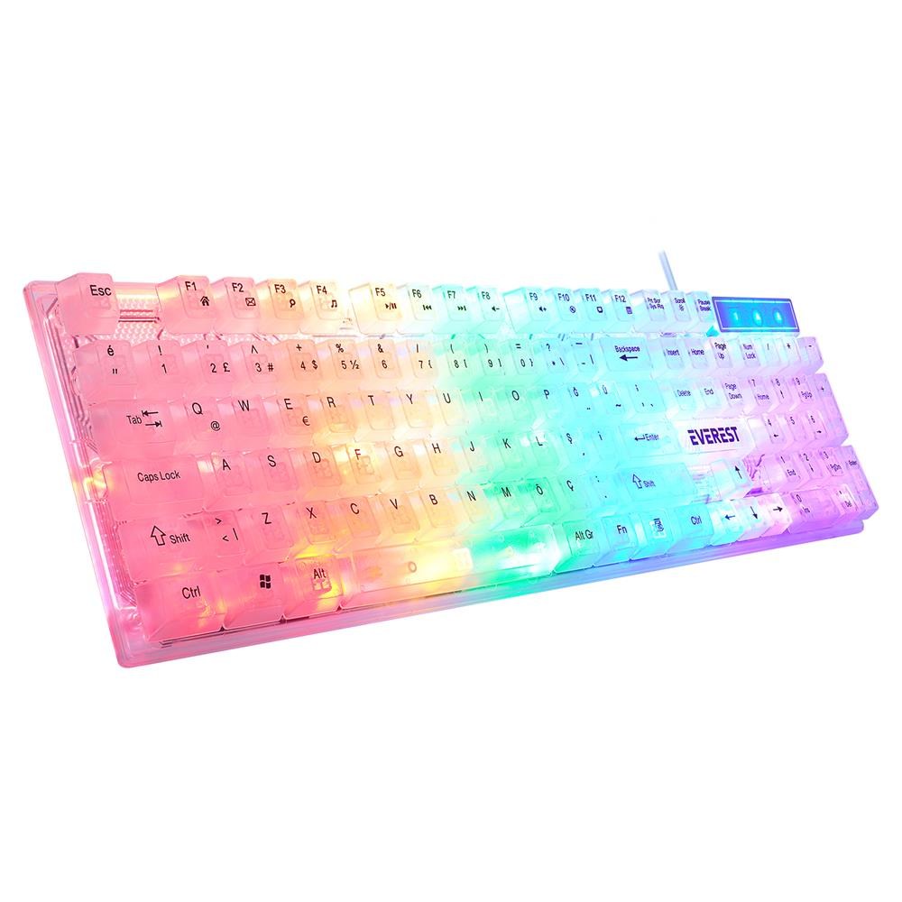 EVERESTEverest KB-24 Beyaz Rainbow Q Membrane Oyuncu Klavyesi8680096136085