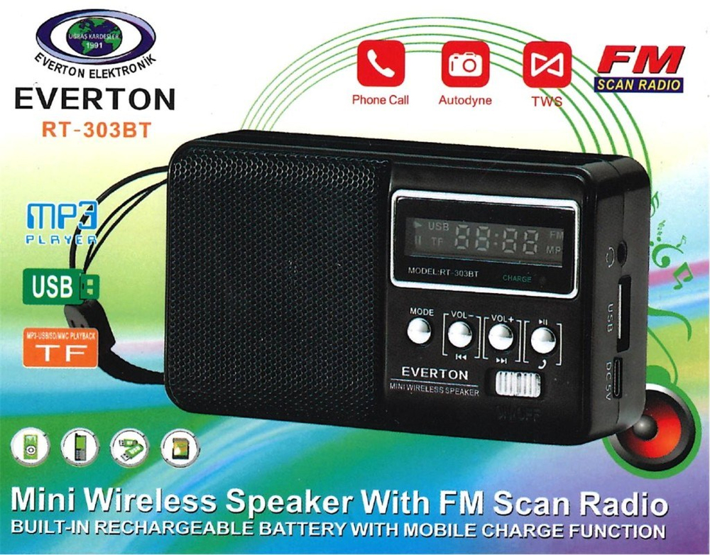 EVERTONEverton Rt-303Bt Fm-Usb-Tf  Şarjlı Dijital Göstergeli Radyo7453025143031