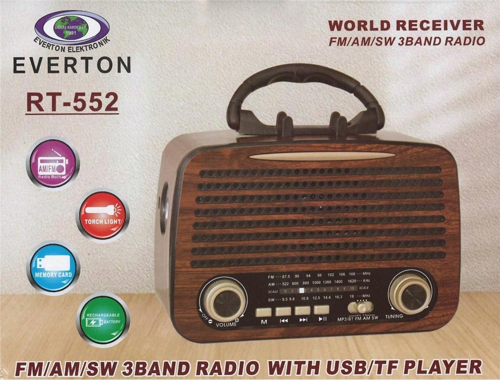 EVERTONEverton Rt-552  Bluetooth Fm-Usb-Tf-Aux Şarjlı Nostaljik Radyo1020155060000