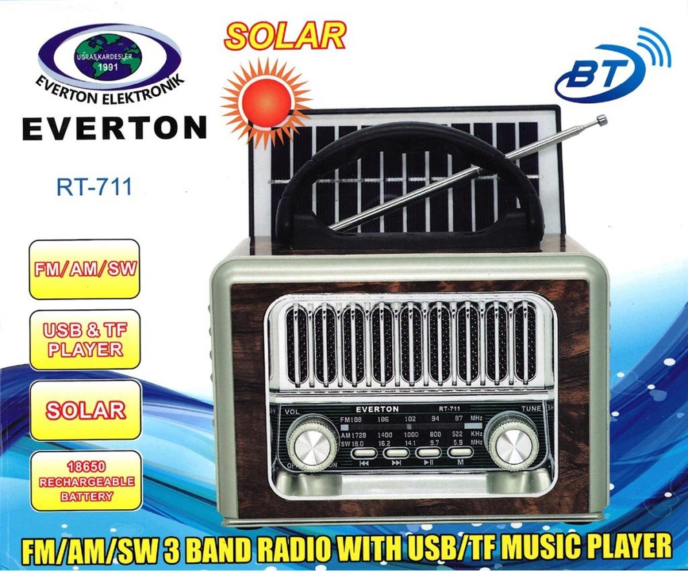 EVERTONEverton Rt-711-Usb-Tf-Am-Fm-Sw-Tws-Usb Güneş Enerjili  Nostaljik Radyo7452024017114