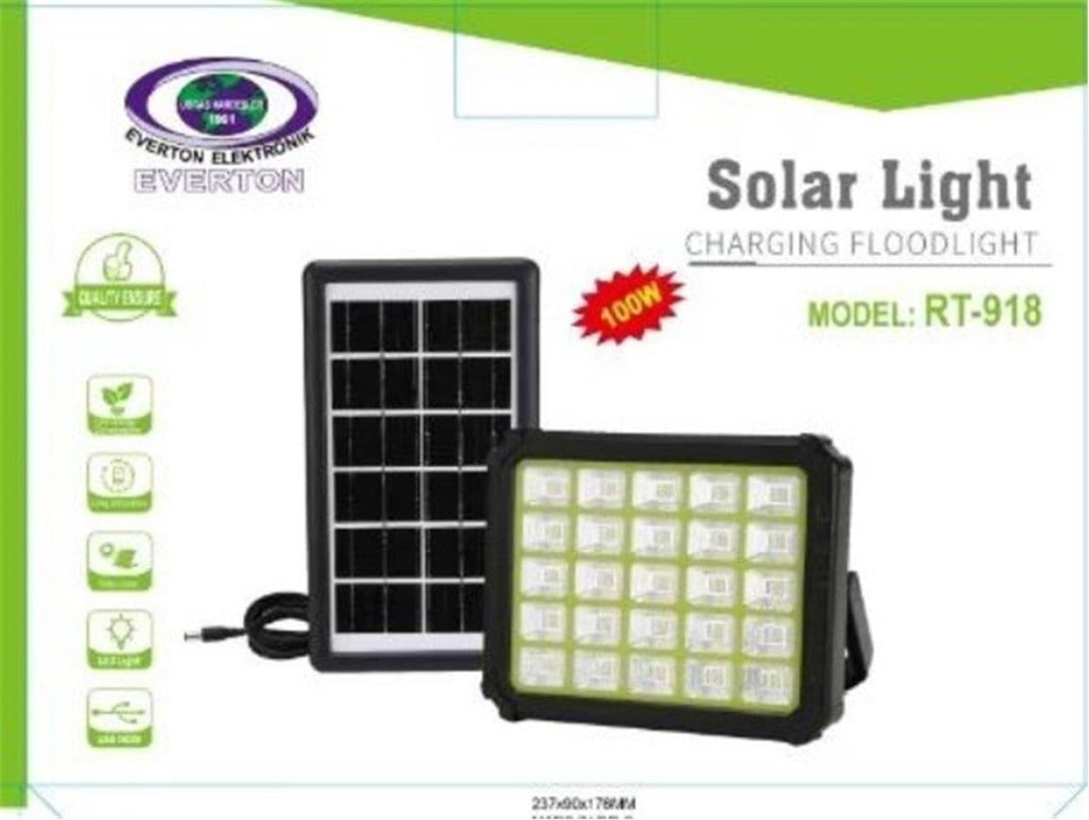 EVERTONEverton Rt-918 Şarjlı 100w Solar Panelli Projektör Led8698521889710