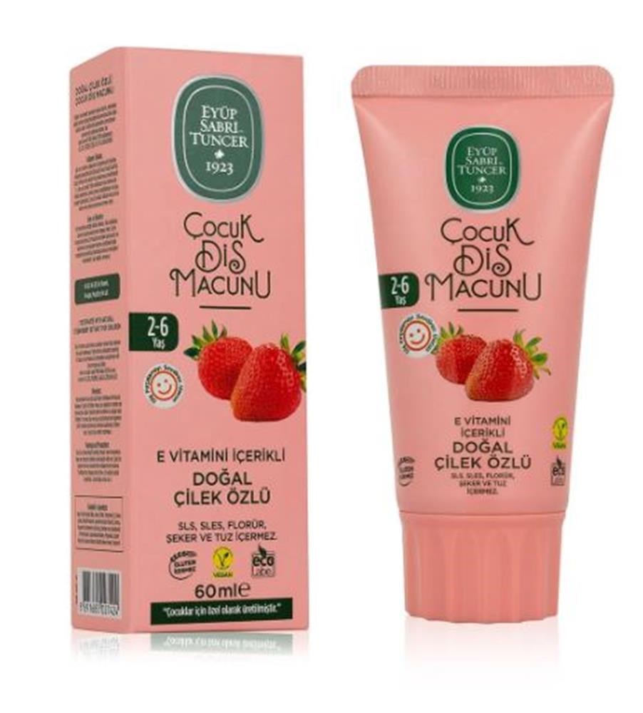 EYÜP SABRİ TUNCEREyüp Sabri Tuncer Doğal Çilek Özlü 2-6 Yaş Çocuk Diş Macunu 60 ml8691685027424