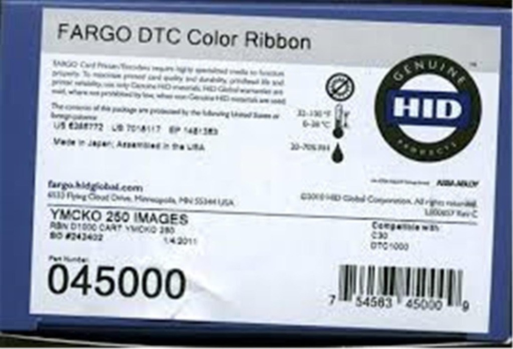 FARGOFargo 045030 DTC1250e YMCKO Renkli Ribbon Tek Yüze 300 Renkli Baskı754563450306