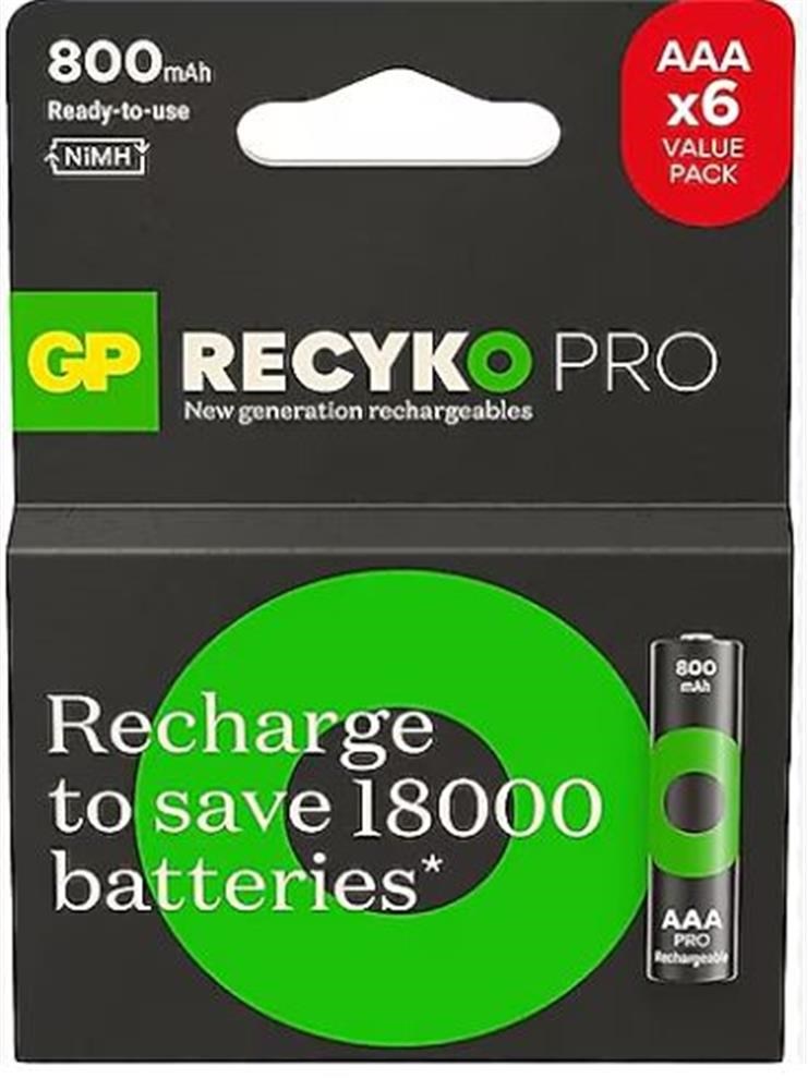 GPGp AAA 850 mAh Şarjlı İnce Kalem Pil  4+2'li Paket Recyko GPHCH83BOK4891199173523