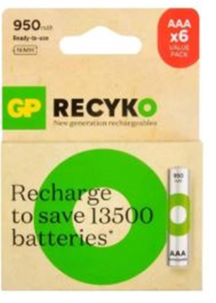 GPGP AAA 950 mAh Şarjlı İnce Kalem Pil 4+2'li Paket GP100AAAHCE4-2BB4891199222351