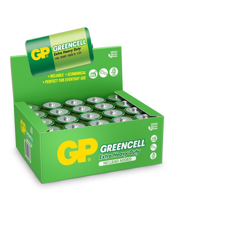 GPGP Greencel R20 Kalın D Boy Çinko Pil 20'li Paket GP13-2S24891199000881