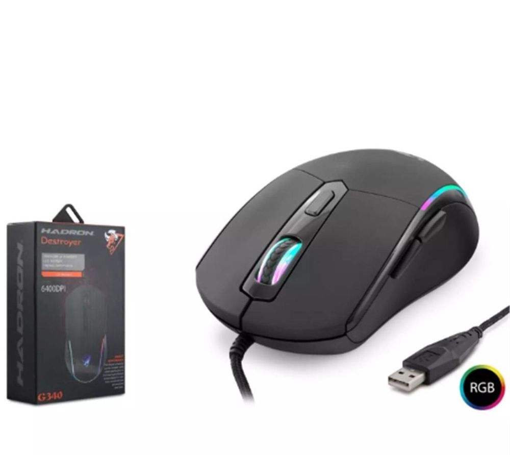 HADRONHadron Destroyer G340 Rgb 6 Buttons Usb 6400 Dpı Oyuncu Mouse (1,40cm Kablo Uzunluğu)8680469038152