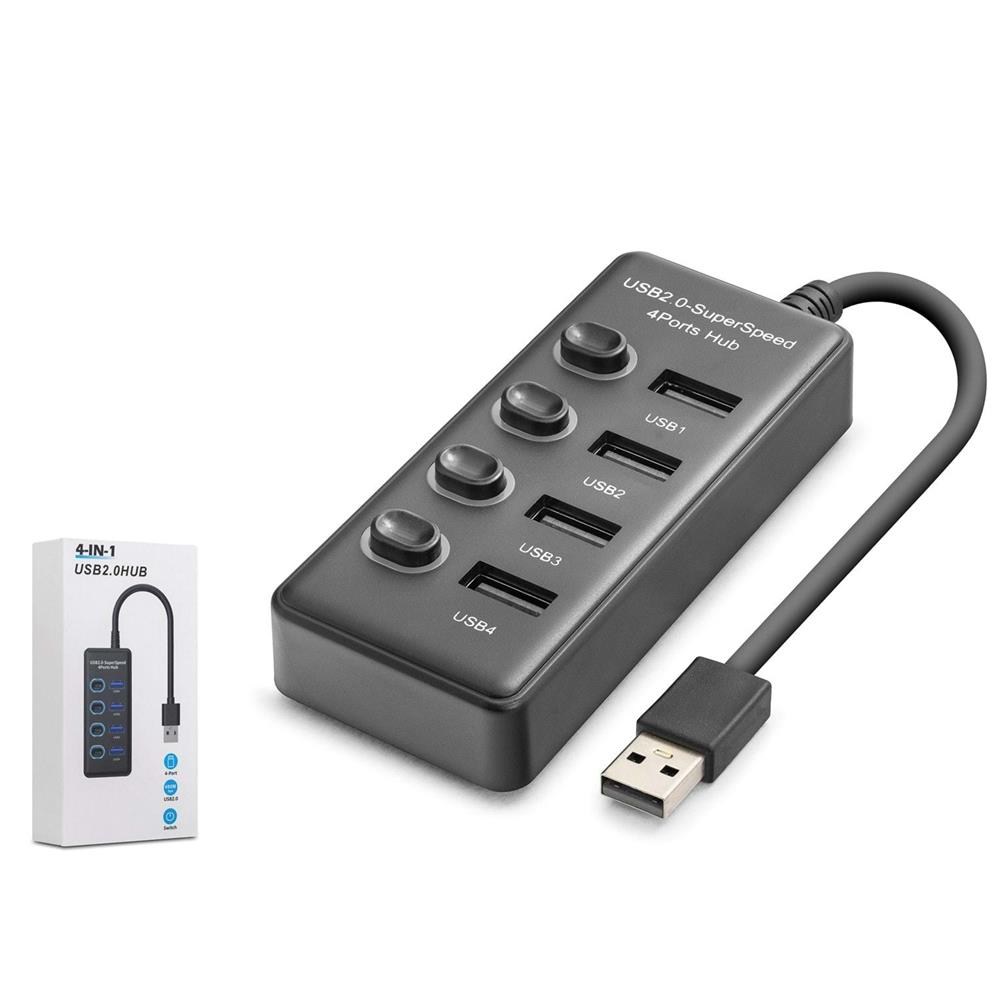 HADRONHadron HDX7048 USB Hub 2.0 480Mbps 4x USB-A 4 Port Switch’li Çoklayıcı Siyah8680469046843