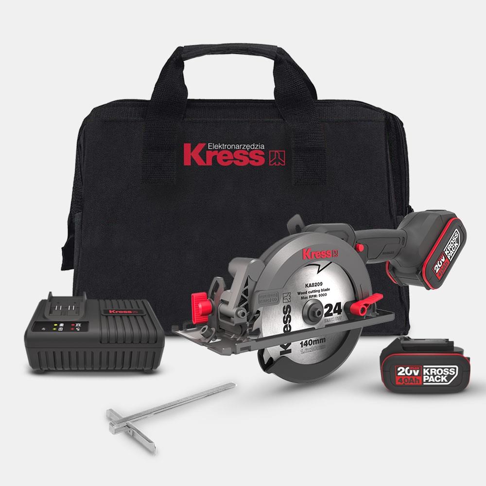 KressKress KUE11 20Volt 4.0Ah. Li-ion 140MM Çift Akülü Kömürsüz Profesyonel Çok Amaçlı Daire TestereKUE11