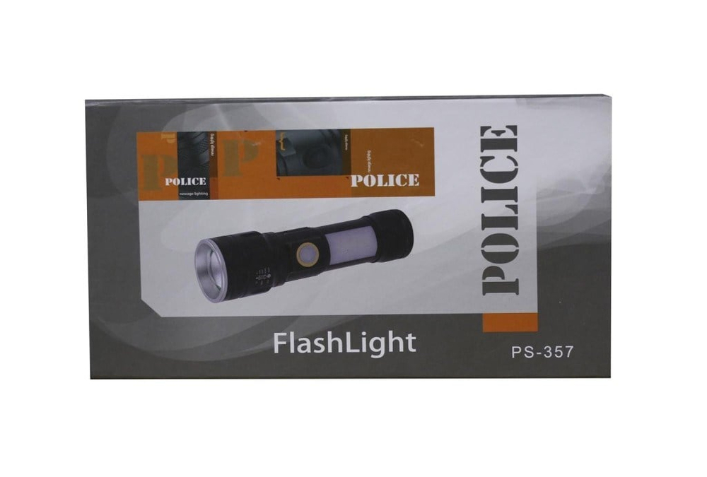 POLICEPolıce PS-357 Zoom, Yan Aydınlatma Işıklı,Magnetli ve Kırmızı-Mavi İkaz Işıklı,Şarjlı El Feneri8800630063572